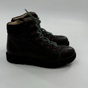 Mini Boden Kids Leather Hiking Boots Size 34 or US 2.5 With Side Zipper